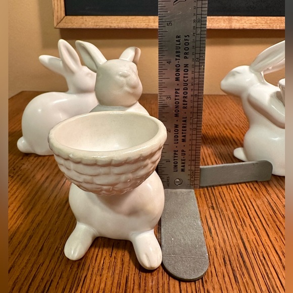 Bunny and Basket Ceramic Egg Cup Set of 3 - Picture 7 of 8